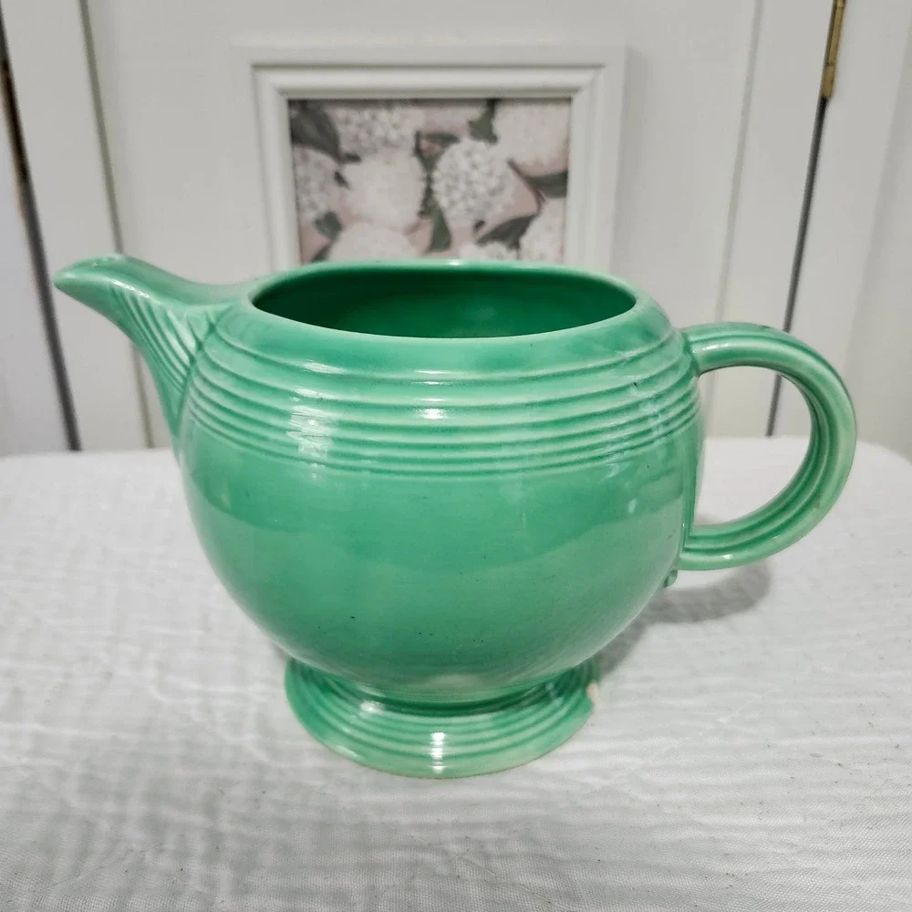 Vintage Homer Laughlin Fiesta Original Green Teapot Art Deco Ceramic Made in USA